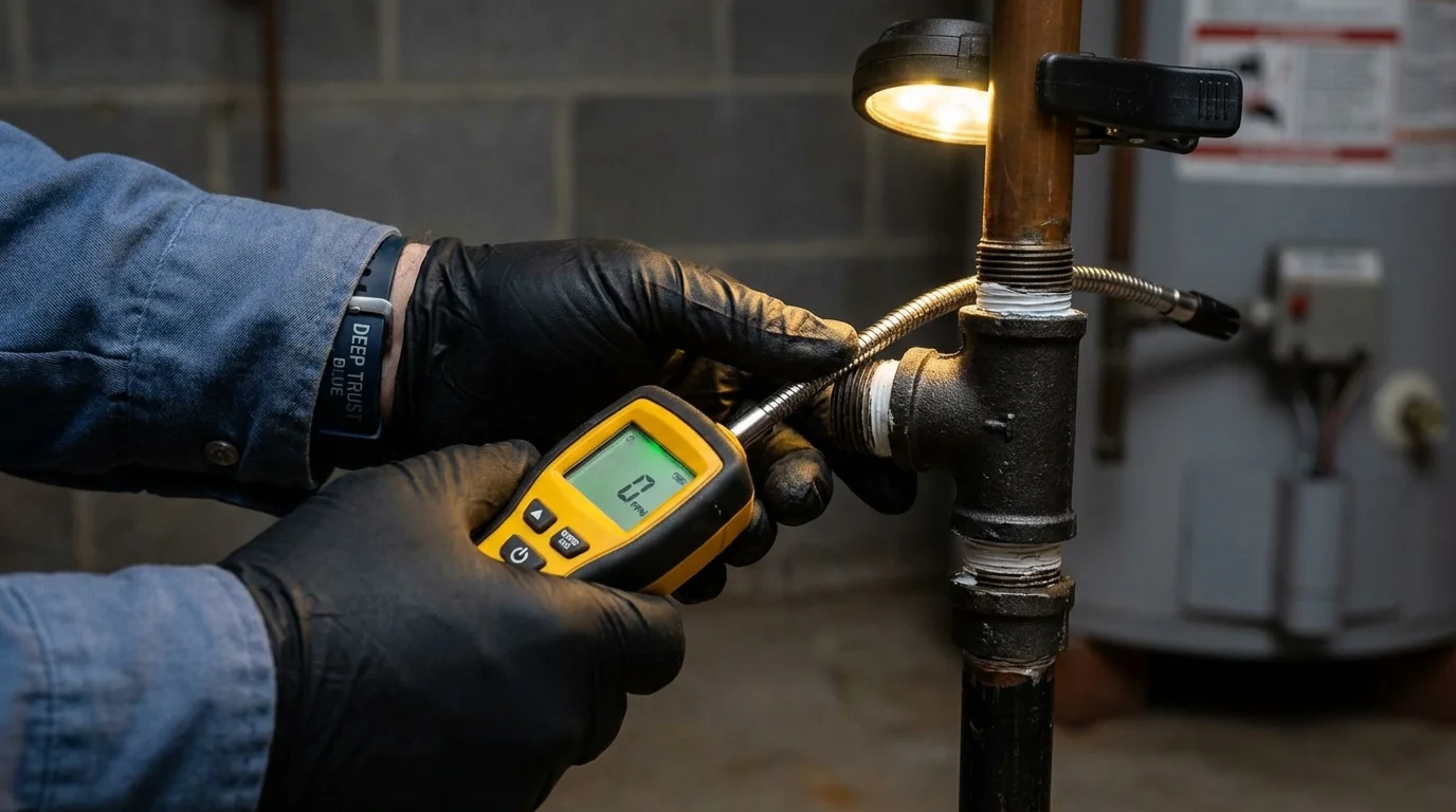Gas leak detection with electronic sniffer by Johns Plumbing LLC in Wilmore