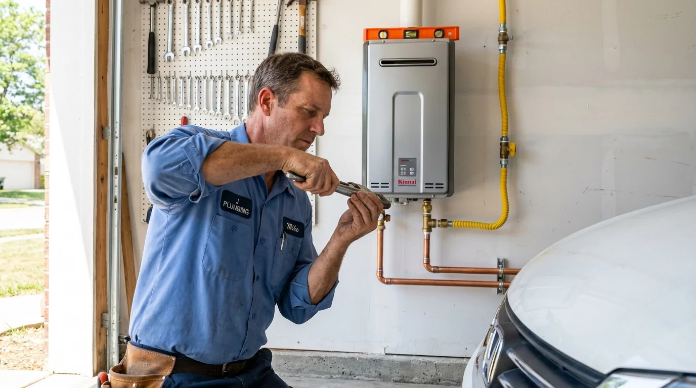 Tankless water heater installation by a Johns Plumbing LLC plumber in Wilmore